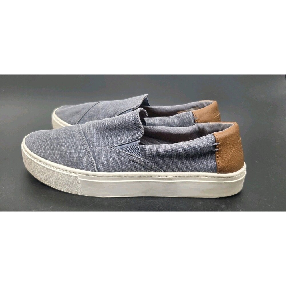 Toms Leather And Fabric Gray And Brown Shoes Slip On Size 7